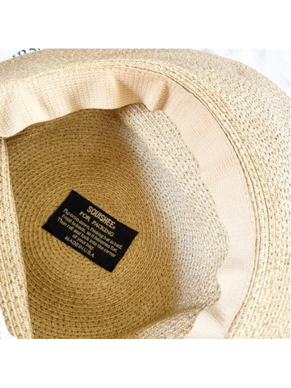 Eric Javits Squishee Raffia Sun Hat Natural Tan Wide Brim Packable Beachy Resort - Picture 9 of 10